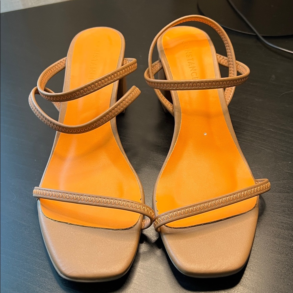 Chic Orange and Tan Strappy Sandals